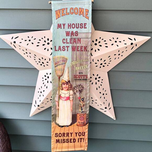 Welcome "My House Was Clean Last Week" Canvas Banner Wall Hanging - Picture 1 of 13
